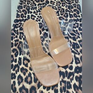 Zara Transparent Strap Tan Heels